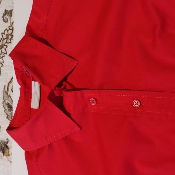 New York & Company Red Button Up Blouse - Picture 6 of 9